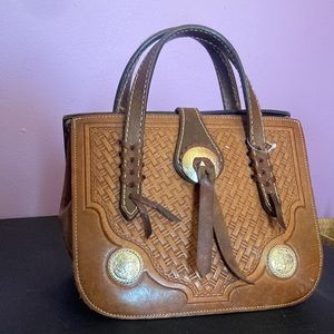 Unique handmade vintage leather bag (looks like a Brighton)